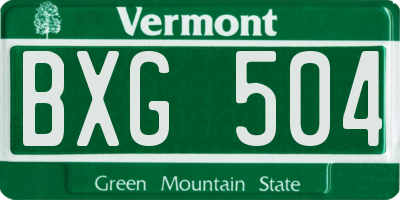 VT license plate BXG504