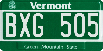 VT license plate BXG505