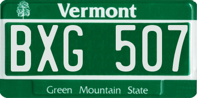 VT license plate BXG507