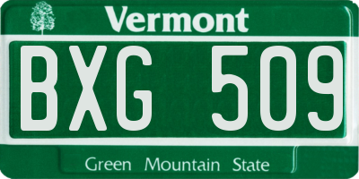 VT license plate BXG509