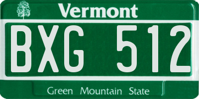 VT license plate BXG512
