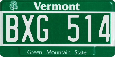 VT license plate BXG514