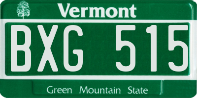 VT license plate BXG515