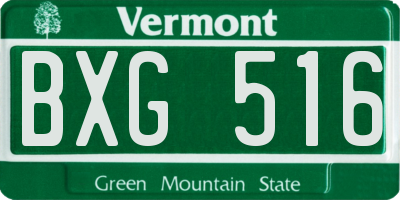 VT license plate BXG516
