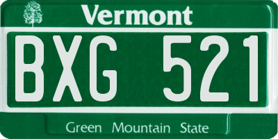 VT license plate BXG521