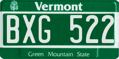 VT license plate BXG522