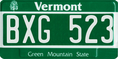 VT license plate BXG523