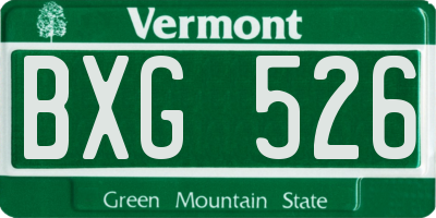 VT license plate BXG526