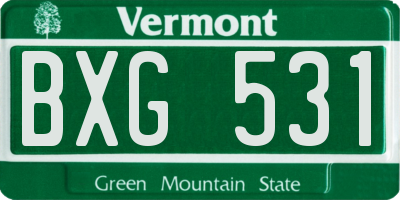 VT license plate BXG531