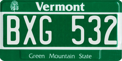 VT license plate BXG532