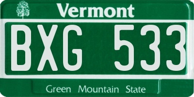 VT license plate BXG533