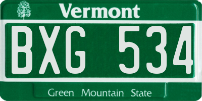 VT license plate BXG534