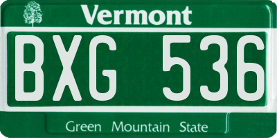 VT license plate BXG536