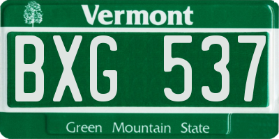 VT license plate BXG537