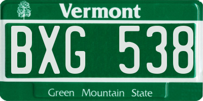 VT license plate BXG538
