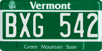 VT license plate BXG542