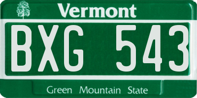 VT license plate BXG543