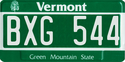 VT license plate BXG544