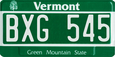 VT license plate BXG545