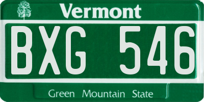 VT license plate BXG546