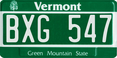 VT license plate BXG547