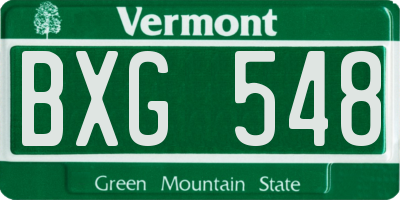 VT license plate BXG548