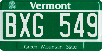 VT license plate BXG549