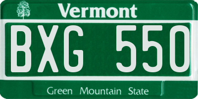 VT license plate BXG550
