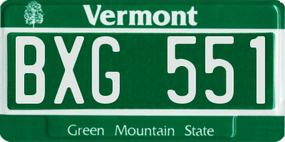 VT license plate BXG551