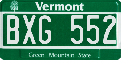 VT license plate BXG552