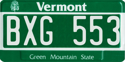VT license plate BXG553