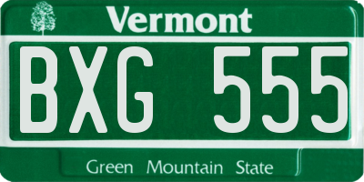 VT license plate BXG555
