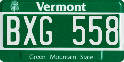 VT license plate BXG558