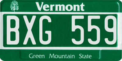 VT license plate BXG559