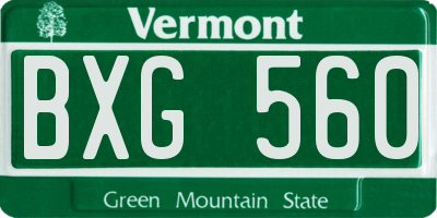 VT license plate BXG560