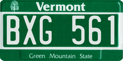 VT license plate BXG561