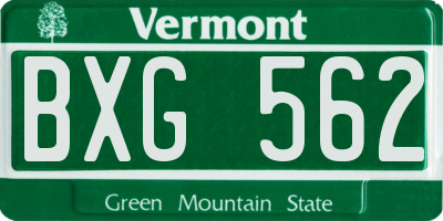 VT license plate BXG562