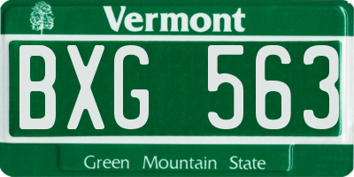 VT license plate BXG563