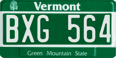 VT license plate BXG564