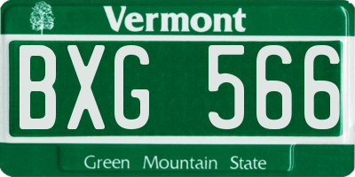 VT license plate BXG566