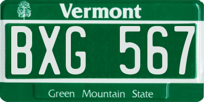 VT license plate BXG567