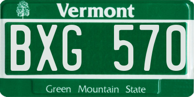 VT license plate BXG570