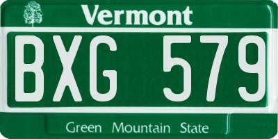 VT license plate BXG579