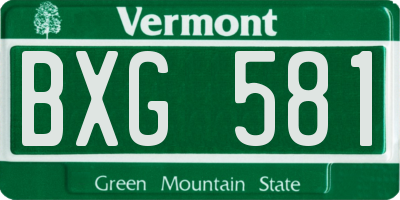 VT license plate BXG581