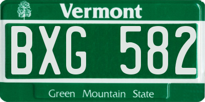 VT license plate BXG582