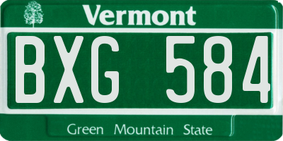 VT license plate BXG584