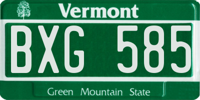 VT license plate BXG585