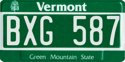 VT license plate BXG587