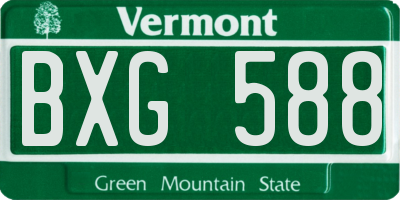 VT license plate BXG588