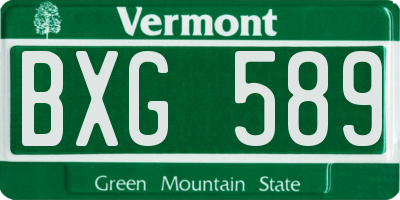 VT license plate BXG589